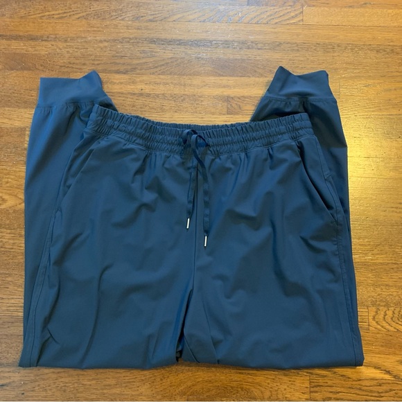 never not hustling Pants - Medium Blue Joggers with Elastic Waist - large